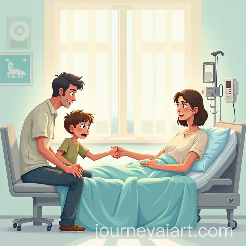 Father-in-Hospital-Bed-with-Worried-Wife-Son-Absent-Emotional-Disconnect
