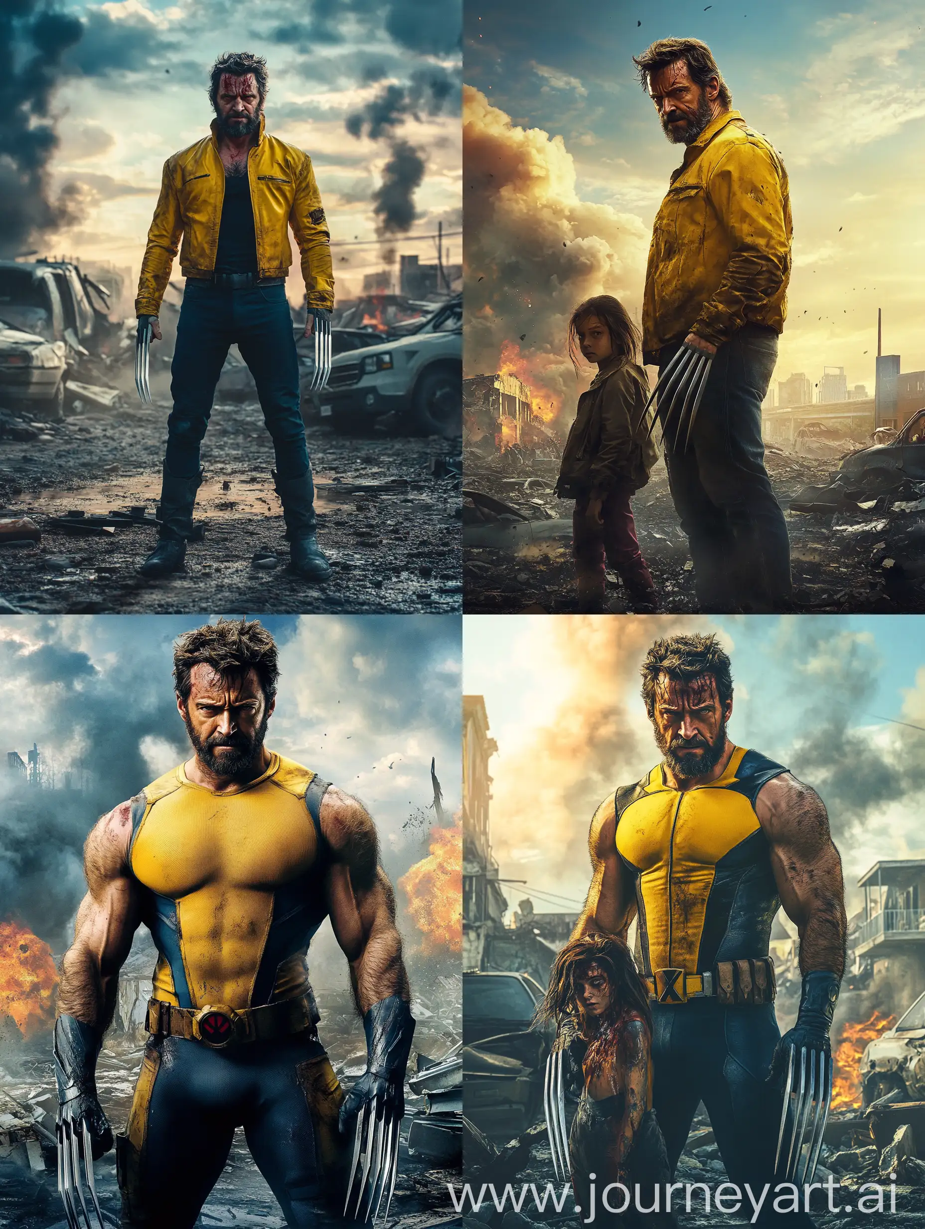 Wolverine-and-X23-Confronting-Apocalypse-in-Ruined-Landscape