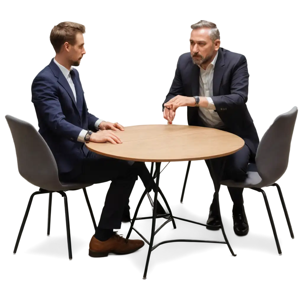 Round-Table-with-Four-People-PNG-HighQuality-Transparent-Image-for-Versatile-Use