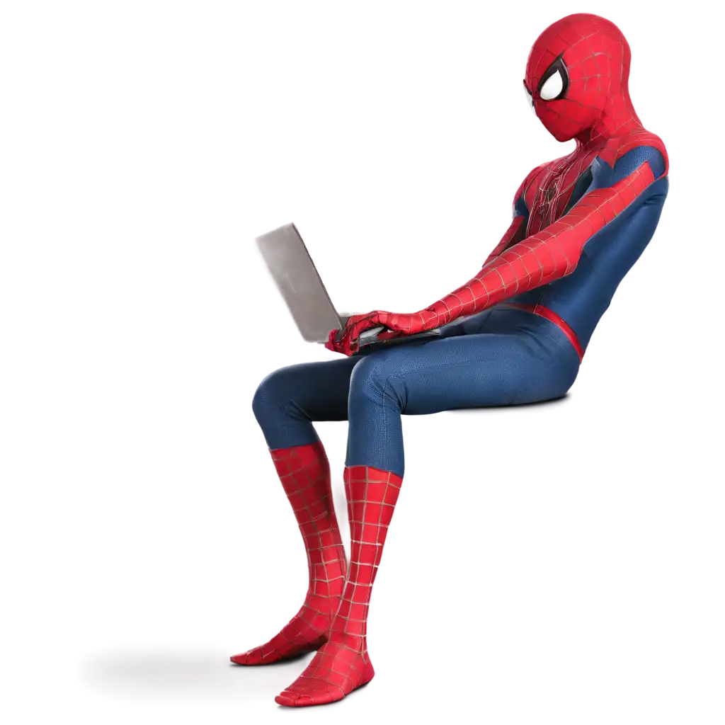 Spiderman-Working-on-a-Laptop-HighQuality-PNG-Image-for-Versatile-Use