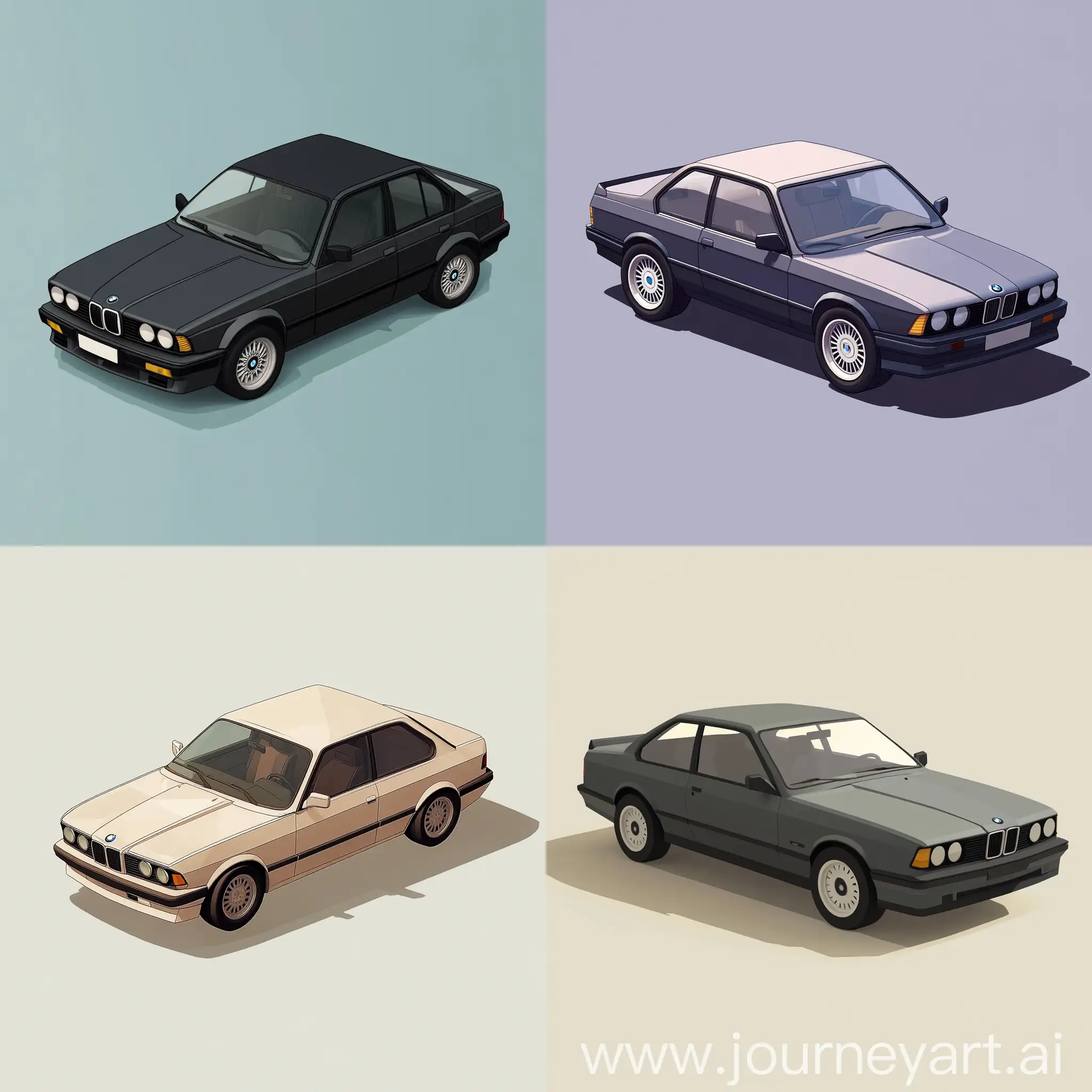 Old-LowPoly-Isometric-BMW-E34