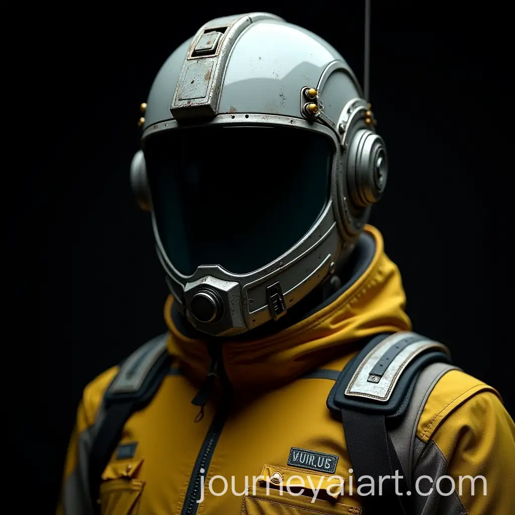 Scifi-Industrial-Deadspace-Engineer-in-GreyYellow-Space-Suit-with-Mandalorian-Helmet