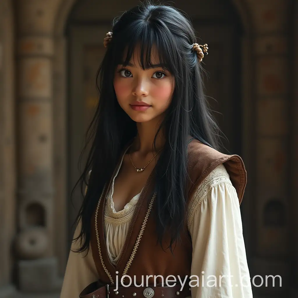 14YearOld-Medieval-Girl-in-Riding-Leathers-with-Copper-Skin-and-Silver-Medallions