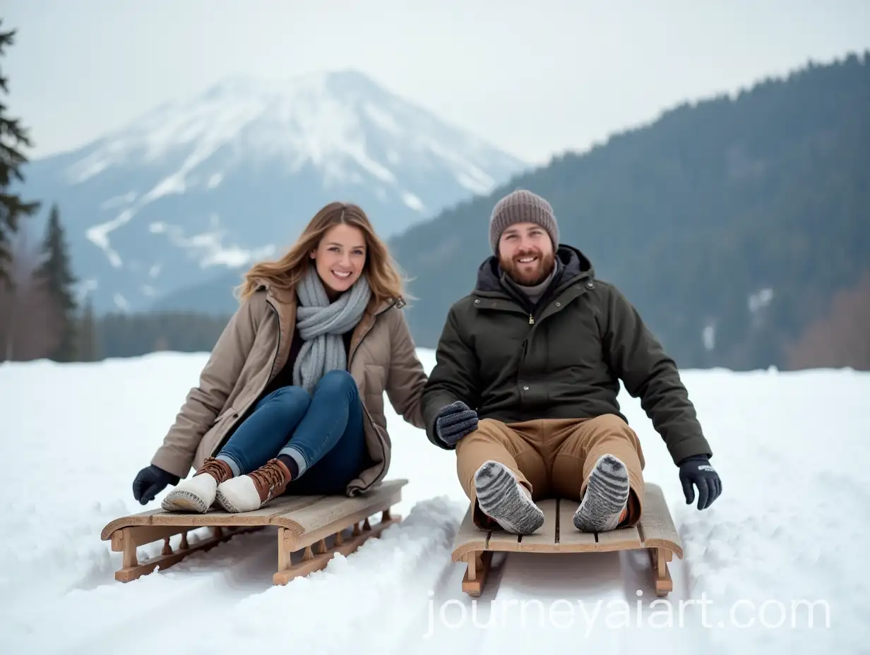 Happy-Couple-Sledging-in-the-Tatra-Mountains-of-Slovakia