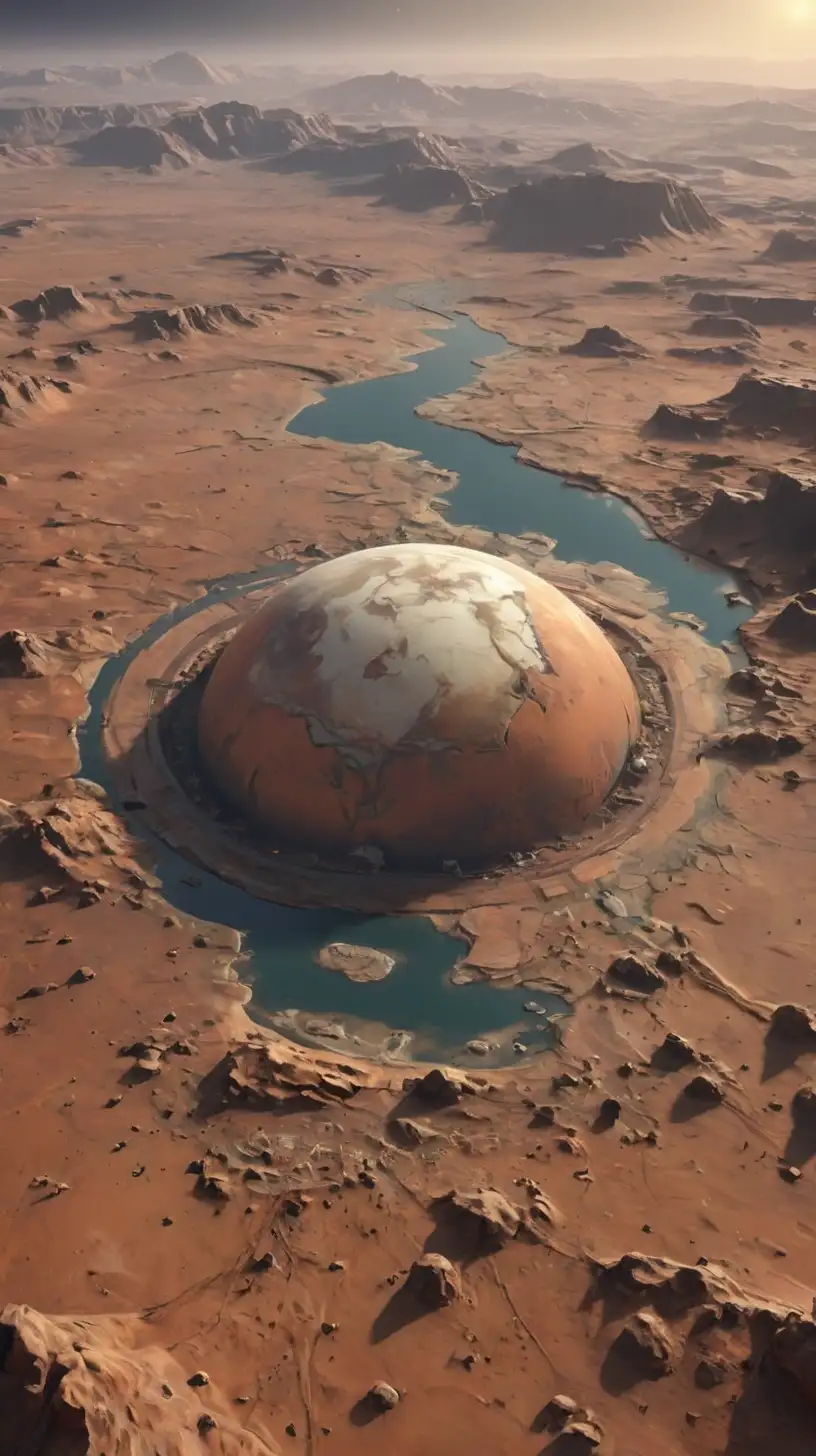 Terraformed Mars Landscape Space Exploration and Colonization Concept