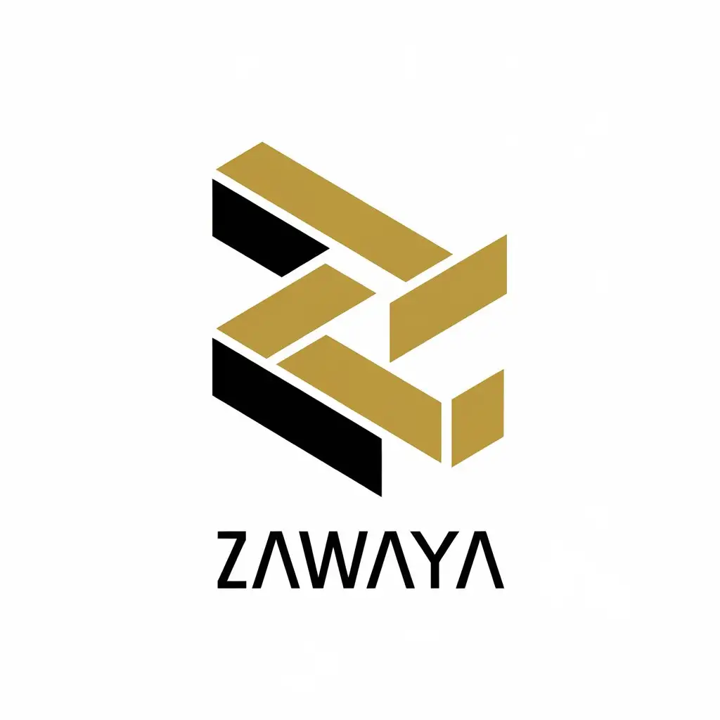 a vector logo design,with the text "Zawaya", main symbol:geometric shapes golden and white,Moderate,be used in Construction industry,clear background