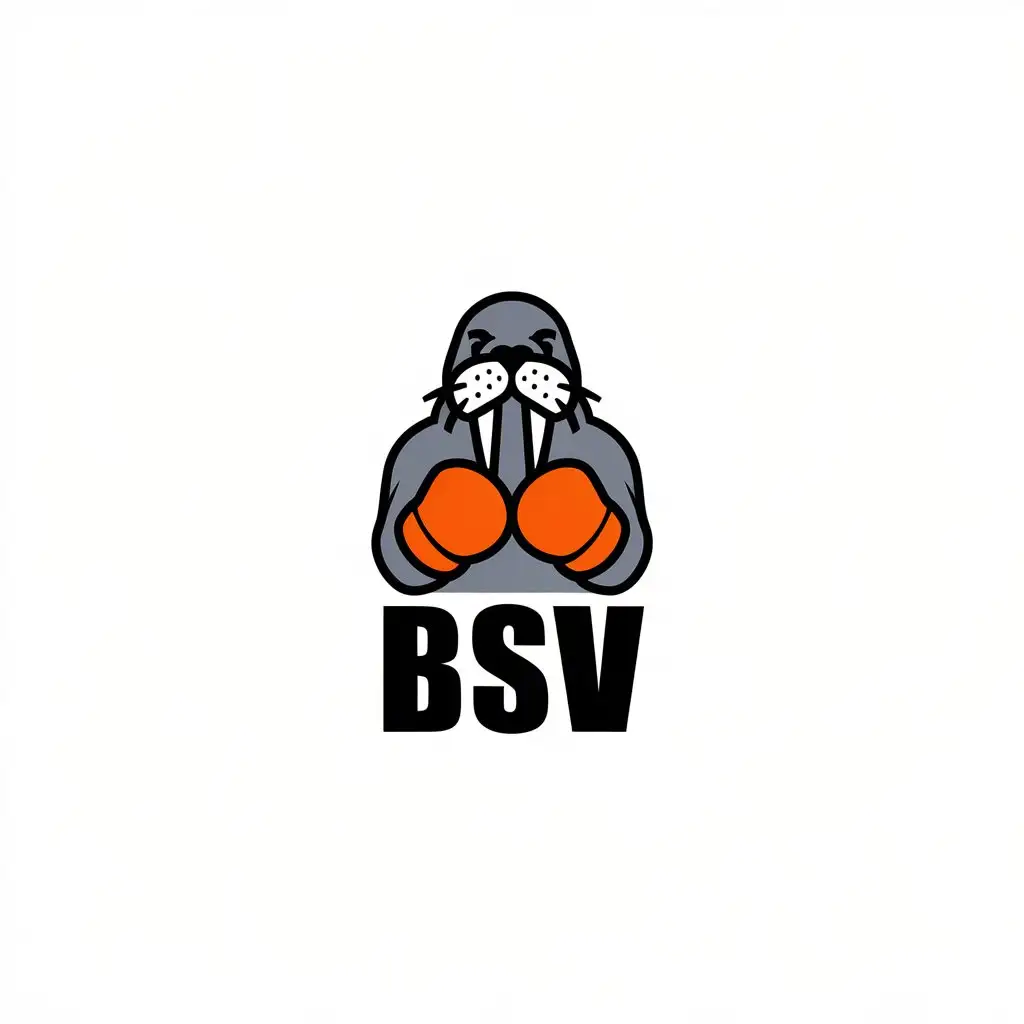 LOGO Design for BSV Minimalistic Walrus with Boxing Gloves for Sports Fitness Industry