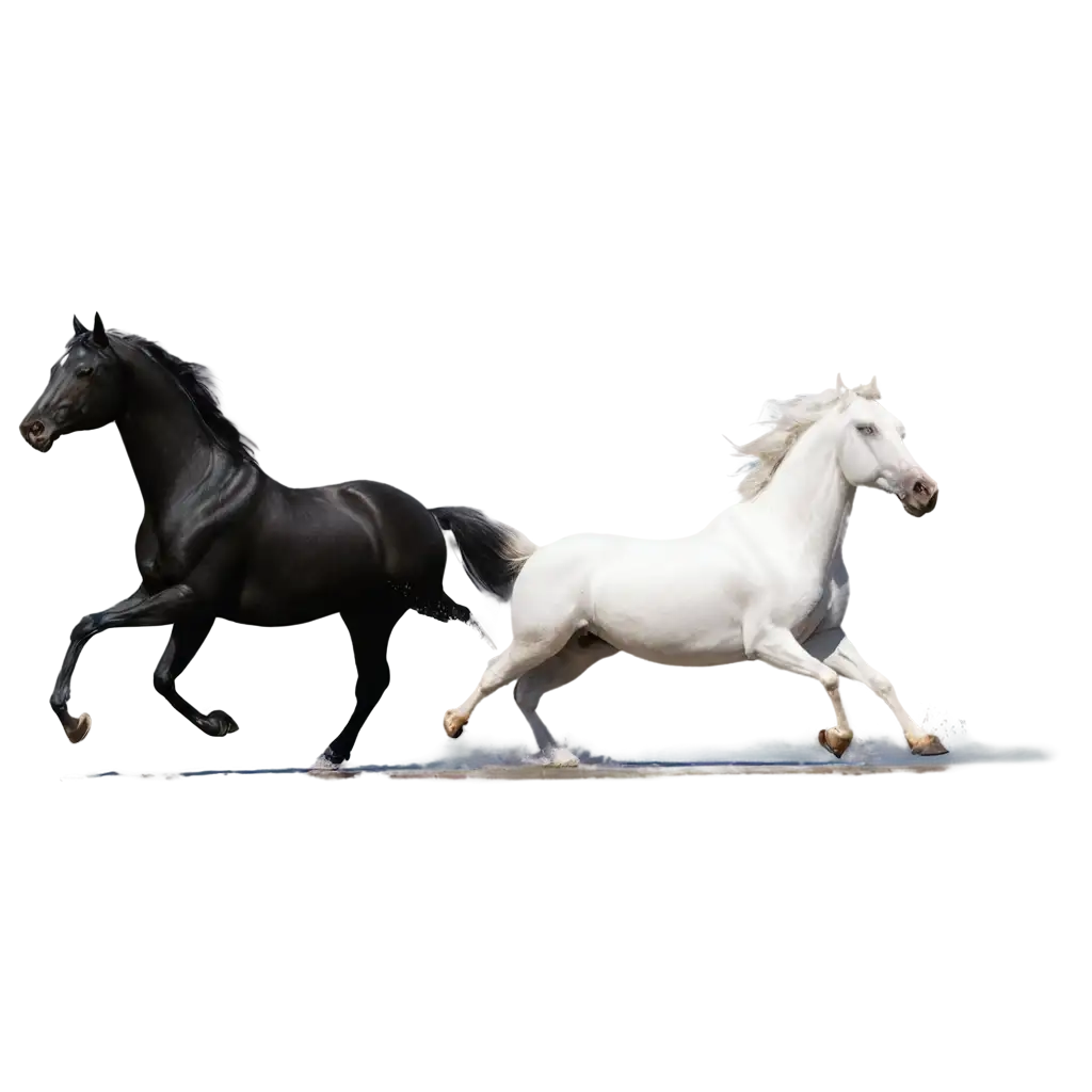 Stunning-Black-and-White-Horses-Racing-on-the-Beach-PNG-Image-for-HighQuality-Use