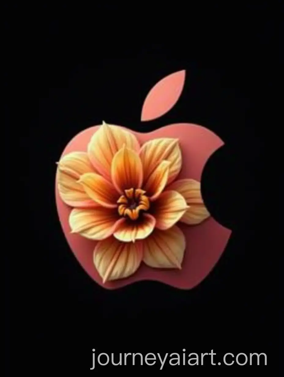 Apple-Logo-Surrounded-by-Floral-Design-on-Black-Background