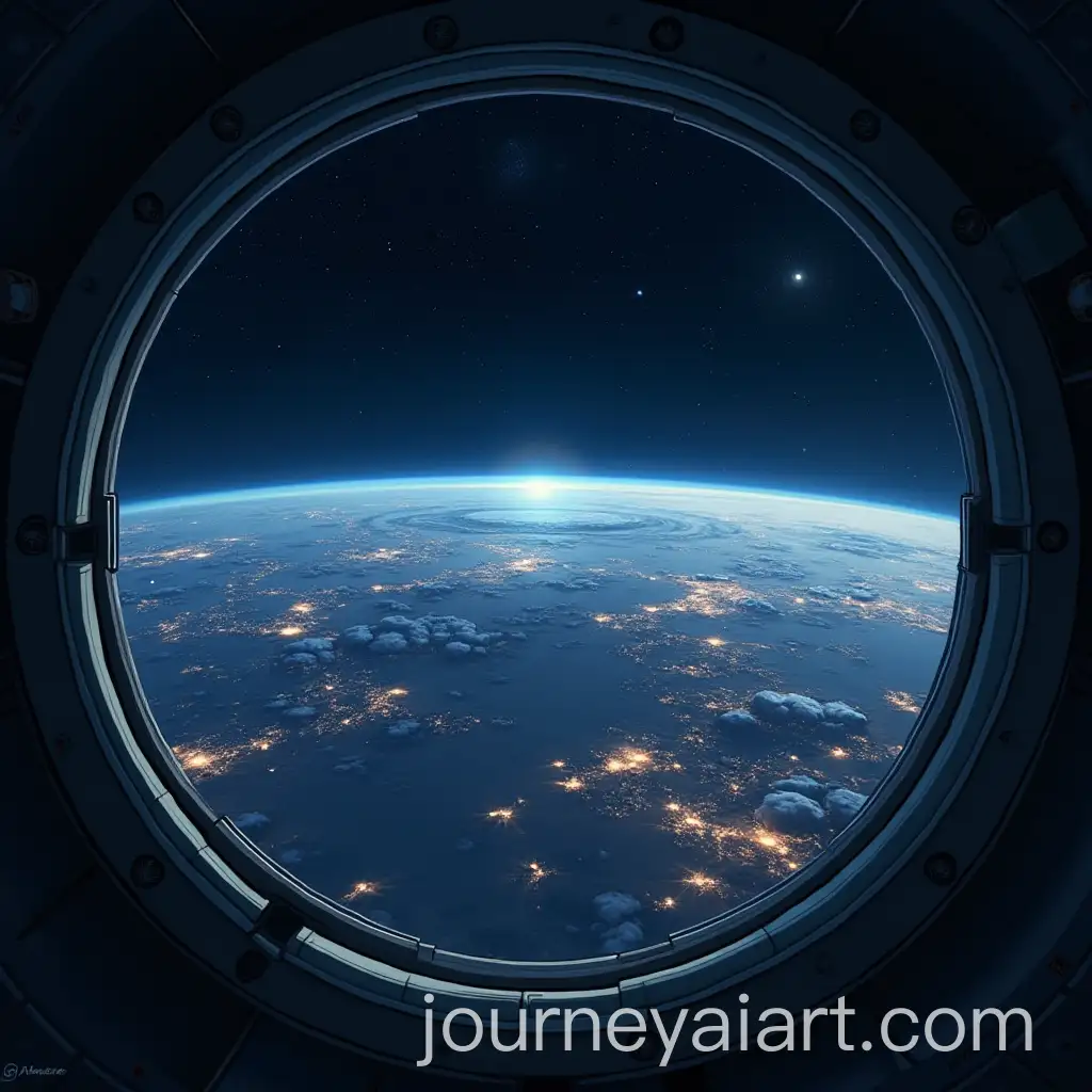 Lonely-View-of-Earth-from-a-Spaceship-Window-in-Attack-on-Titan-Style