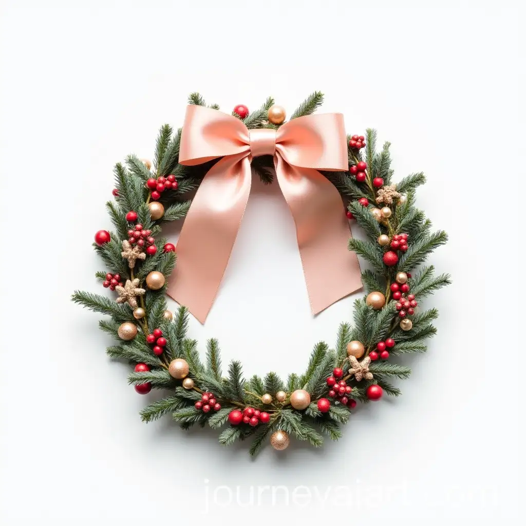Ballet-Ribbon-Themed-Christmas-Wreath-on-White-Background