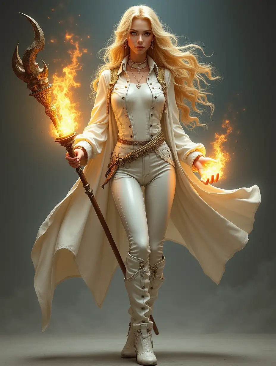 Young-Female-Sorceress-Casting-a-Spell-in-White-Leather-Attire