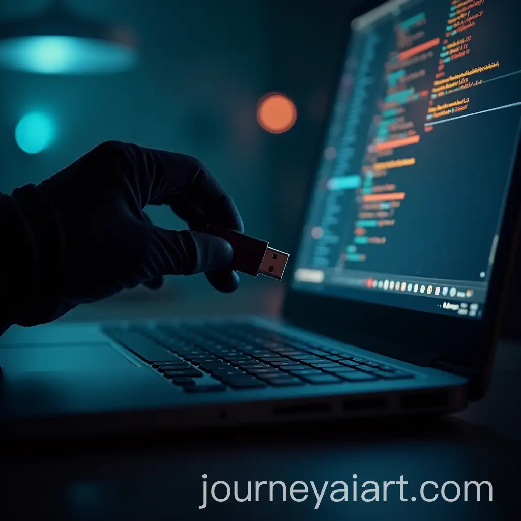 Mysterious-Gloved-Hand-Inserting-USB-Drive-in-Dimly-Lit-Futuristic-Environment
