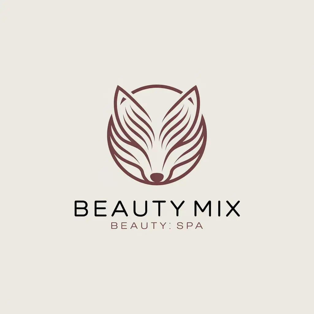 LOGO Design for Beauty Mix Abstract Fox Head in Amber Ivory with Flowing Hair Strands for Beauty Spa Industry