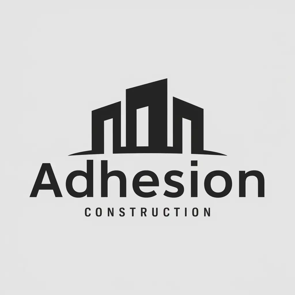 a logo design,with the text "Adhesion", main symbol:buildings,Moderate,be used in Construction industry,clear background