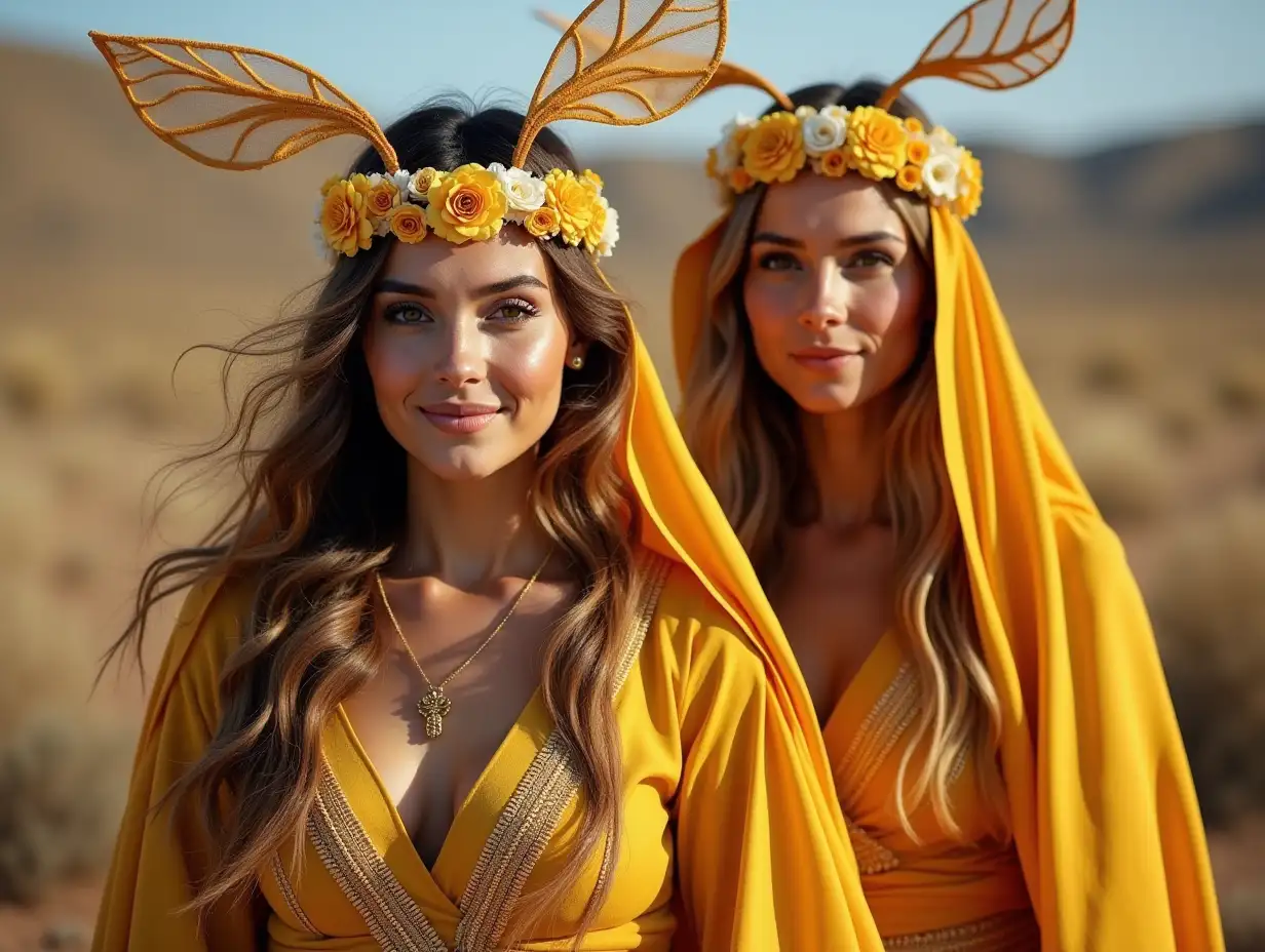 Middle Eastern women in bee costumes