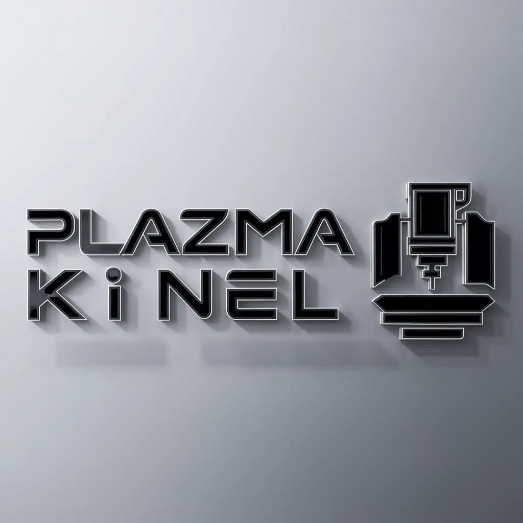 a logo design,with the text "Plazma Kinel", main symbol:Cnc cutting machine,Moderate,be used in Technology industry,clear background