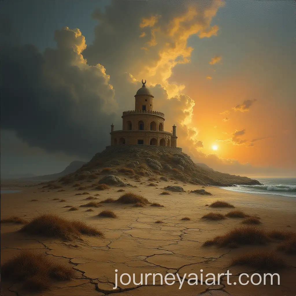Nuraghe-Under-Stormy-Clouds-at-Sunset