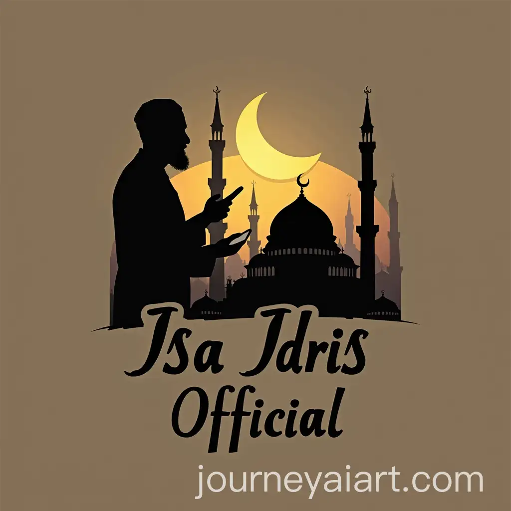 Silhouette-of-a-Storyteller-in-Front-of-a-Mosque-with-Artistic-Text