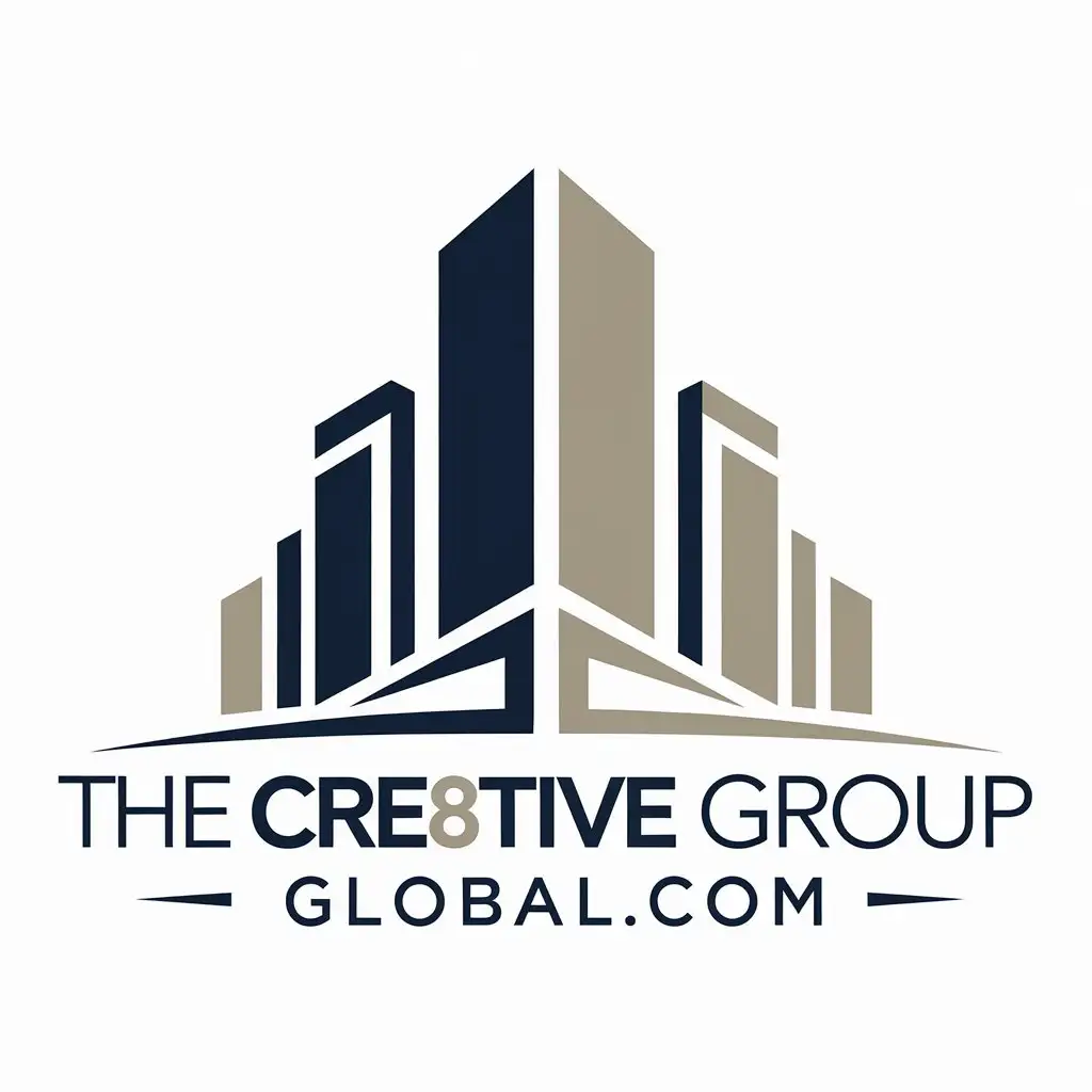 LOGO Design for The Cre8tive Group Global Modern Building Symbol for Real Estate Industry with Clear Background