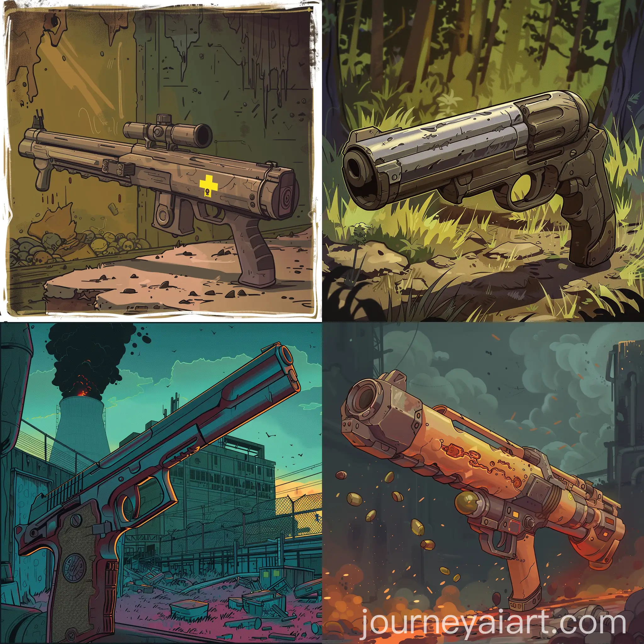 Cartoon-Chernobyl-Card-Game-Shotgun-Scene