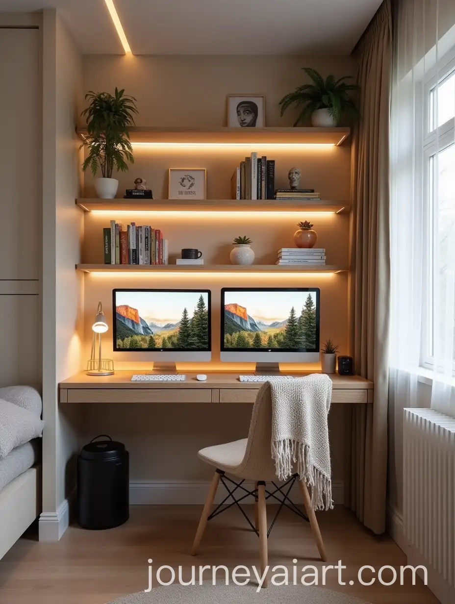 Cozy-and-Functional-Home-Office-in-Alcove-with-ScandinavianCottagecore-Design
