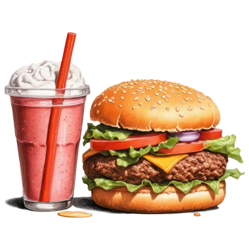 Burger-Cold-Drink-and-Pizza-Pencil-Drawing-PNG-HighQuality-Image-forPNG-Image-Optimization-Guide-Creative-Use