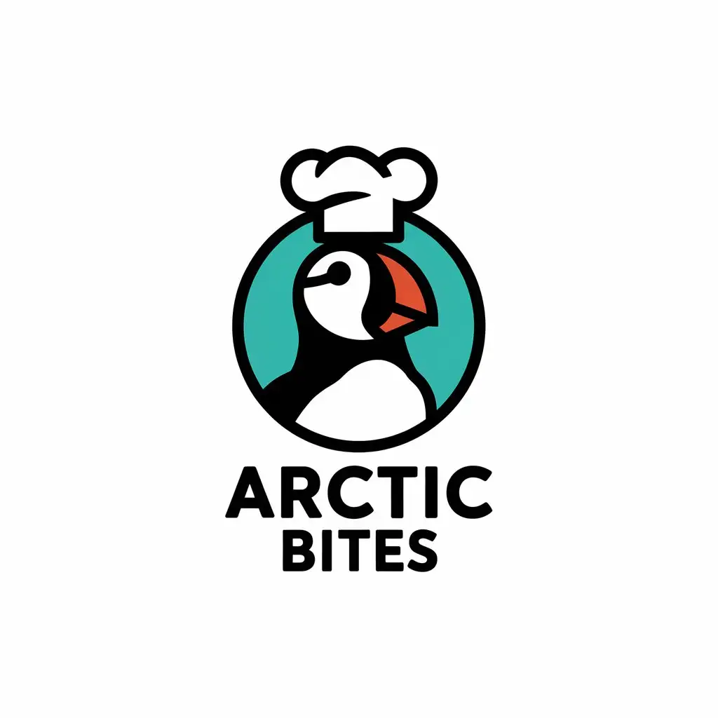 LOGO Design for Arctic Bites Puffin with Chef Hat for Restaurant Branding