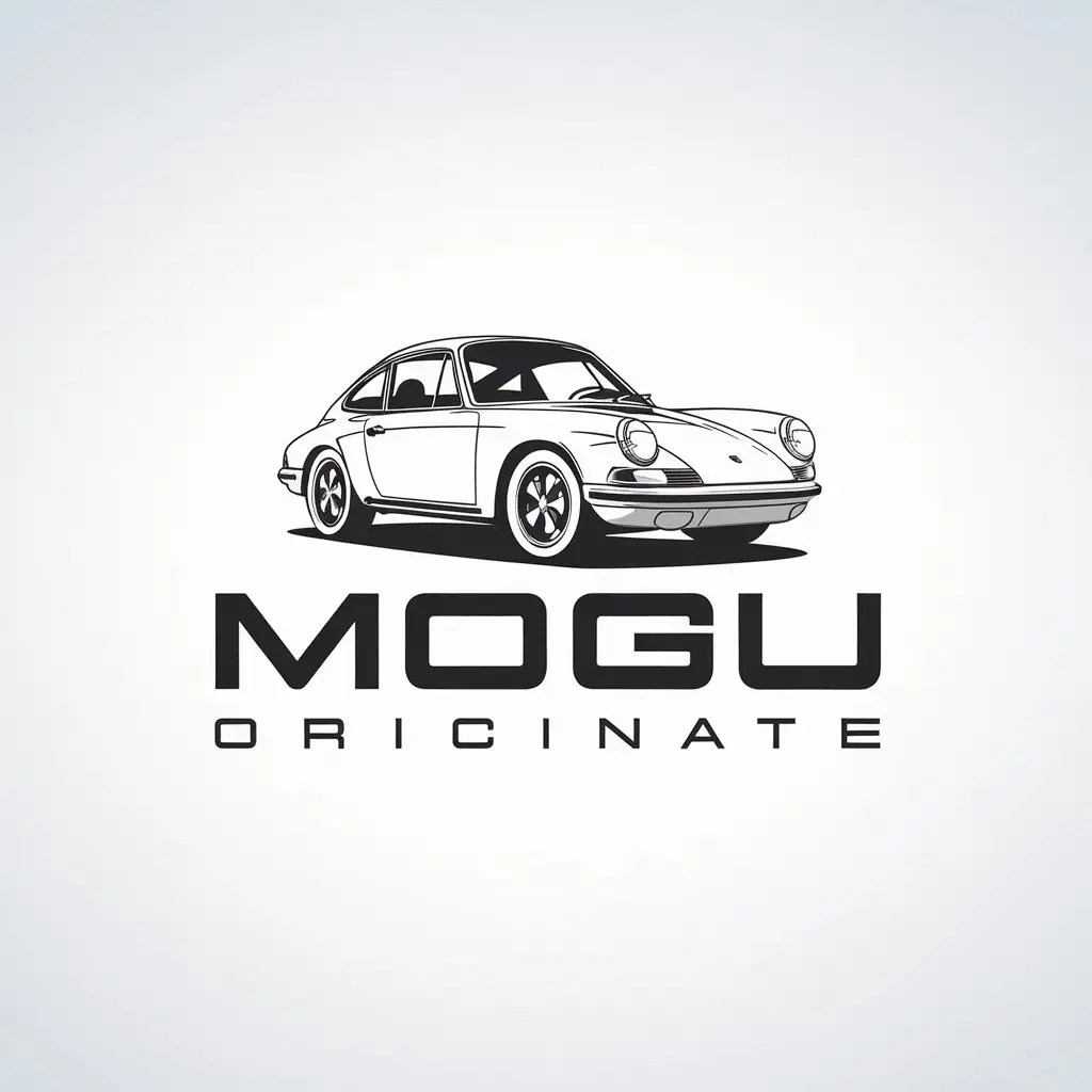 LOGO Design for Mogu Oricinate Classic Porsche Sketch or Engine in 64 Proportion for Automotive Industry