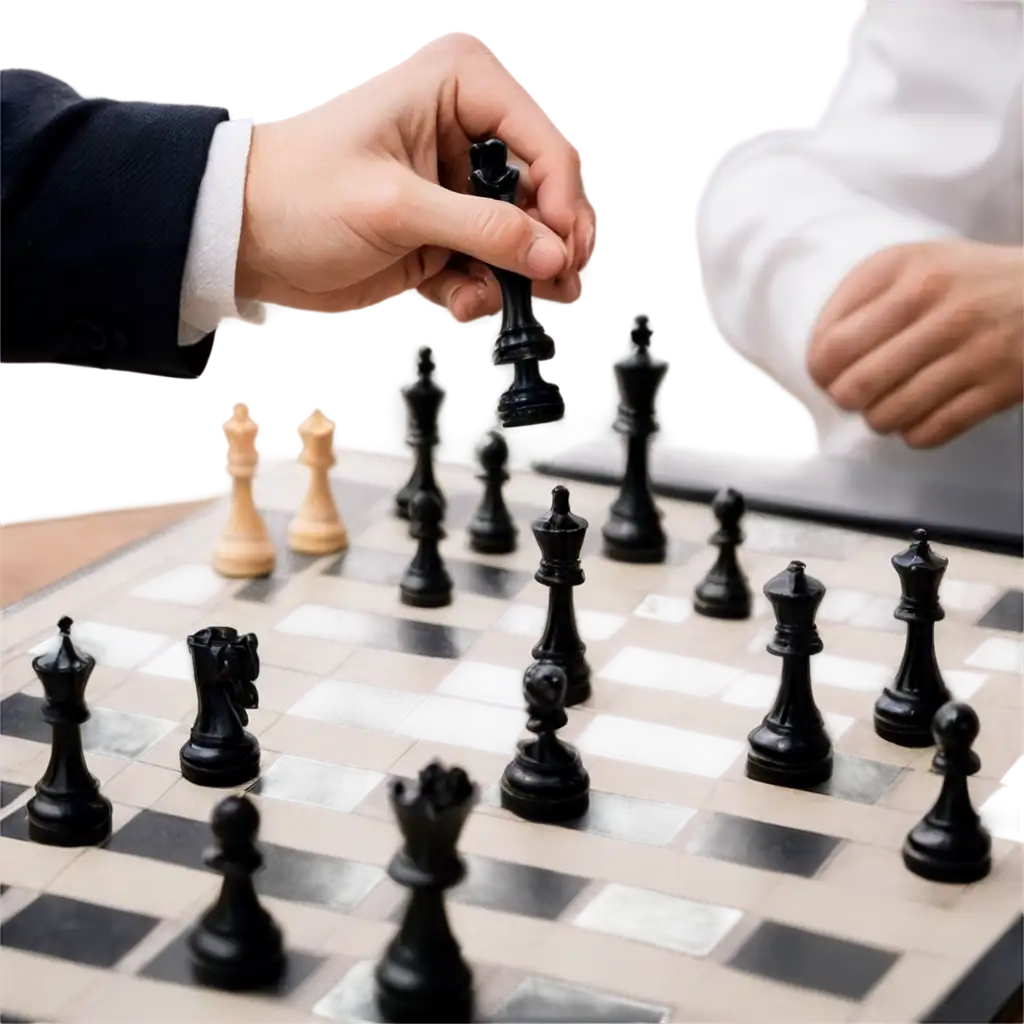 Strategic-Business-DecisionMaking-PNG-Image-of-a-Chessboard-and-Modern-Office-Setting