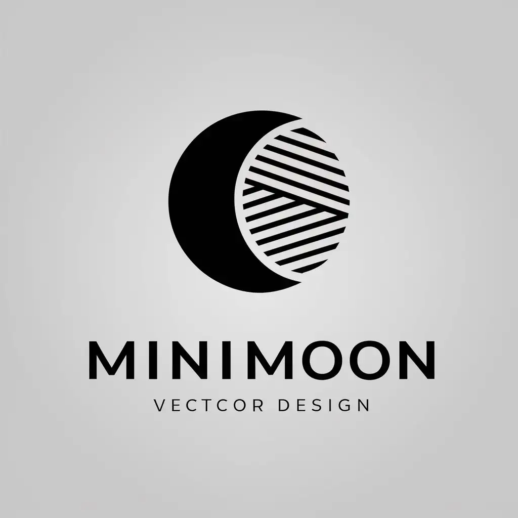 LOGO Design for Minimoon Minimalistic Circle with Moon Outline and Yarn Ball