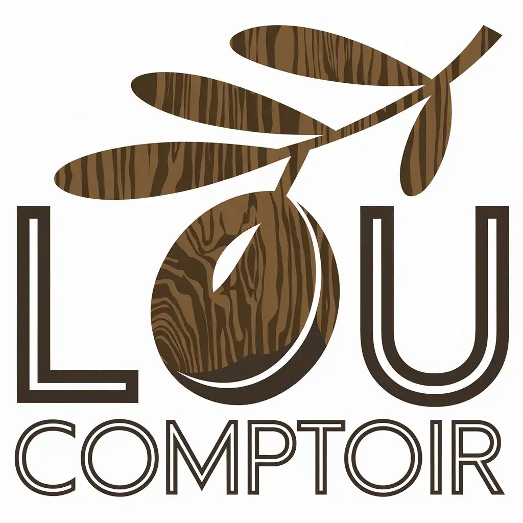 LOGO Design for Lou Comptoir Olive Wood Theme on Clear Background