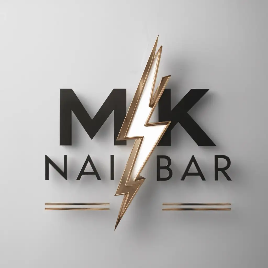 a logo design,with the text "MK Nail Bar", main symbol:lightning,Moderate,be used in Beauty Spa industry,clear background