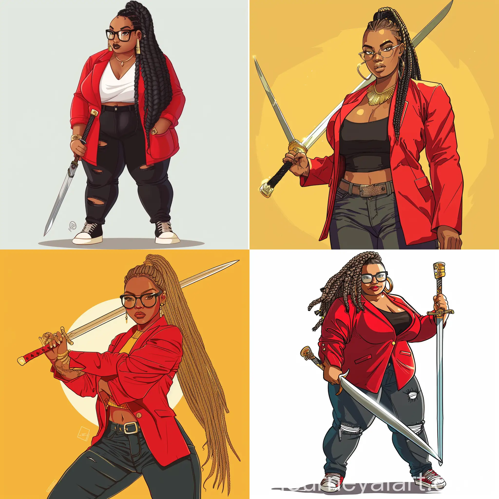 Confident-Plus-Size-Woman-with-Braids-Holding-a-Sword