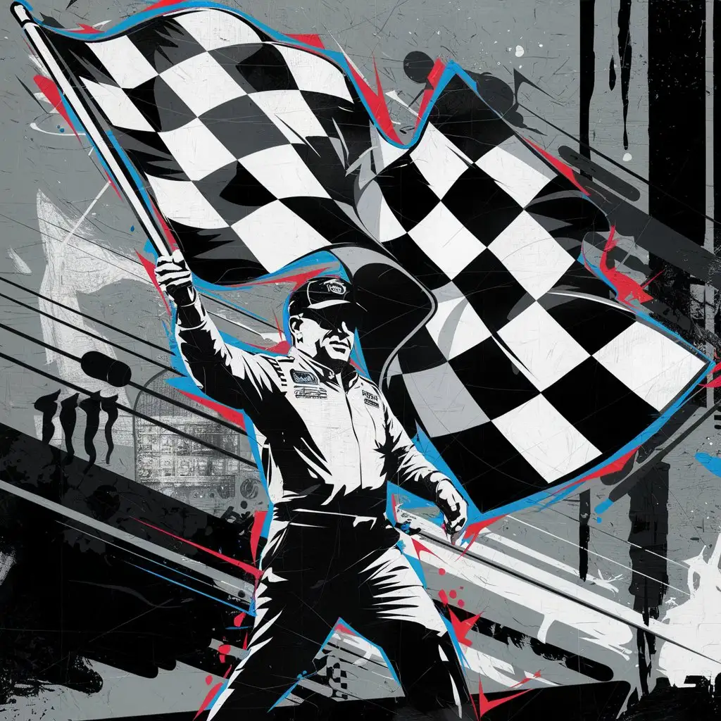 NASCAR-Official-Waving-Checkered-Flag-in-GraffitiStyle-with-Racing-Elements