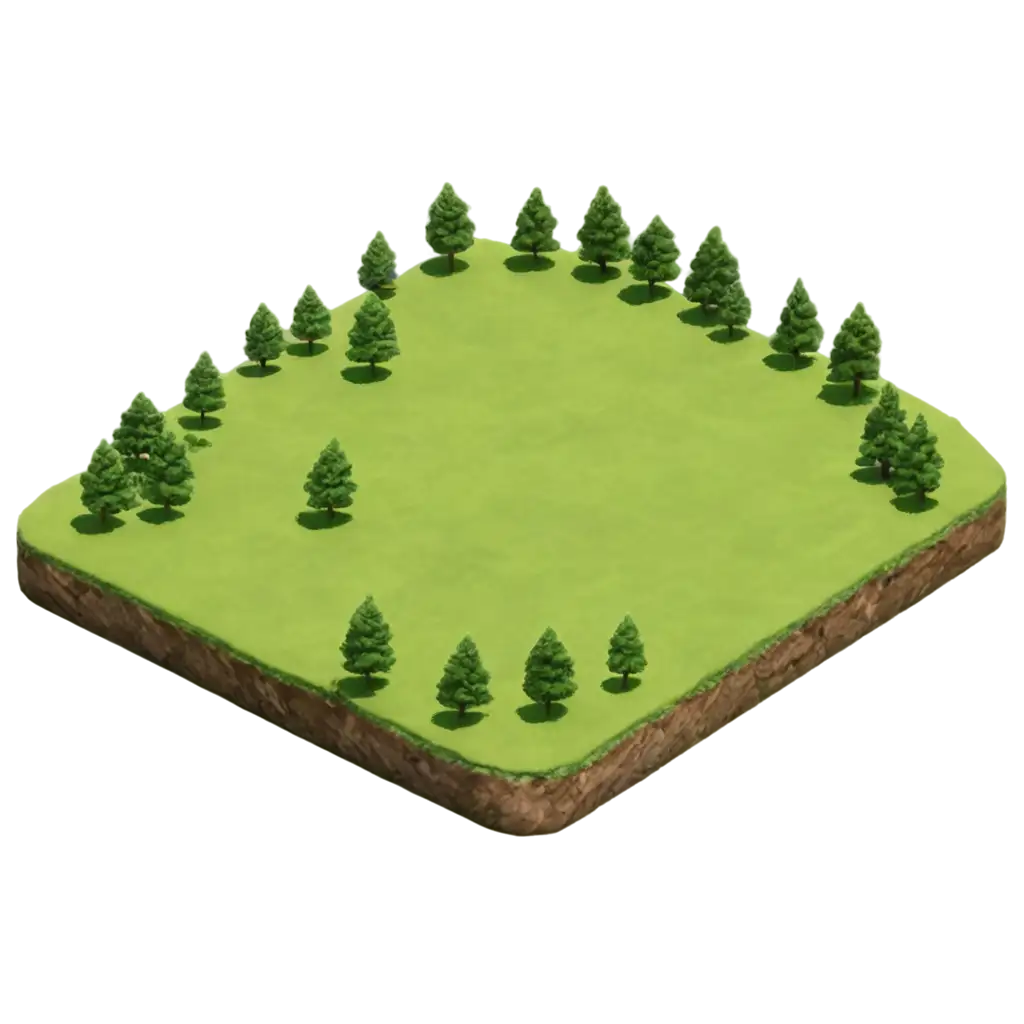 generate a isometric land with green grass, minimalist