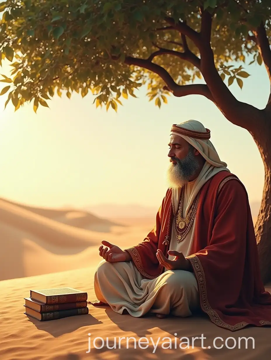 King-Meditating-Under-a-Khejri-Tree-in-the-Desert