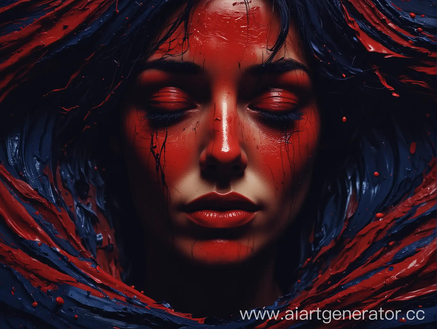  Abstract background representing the deep emotions and sorrow associated with womanhood. Use rich crimson red (#DC143C) and midnight blue (#191970). Include smooth gradients and flowing textures to symbolize the emotional depth and artistic expression related to women's experiences. --v 5 --ar 16:9 --q 2
