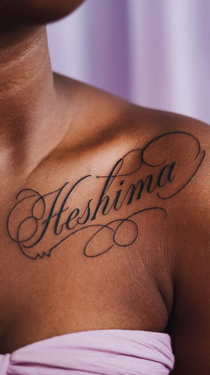 CloseUp-of-Black-Womans-Shoulder-with-Heshima-Calligraphy-Tattoo