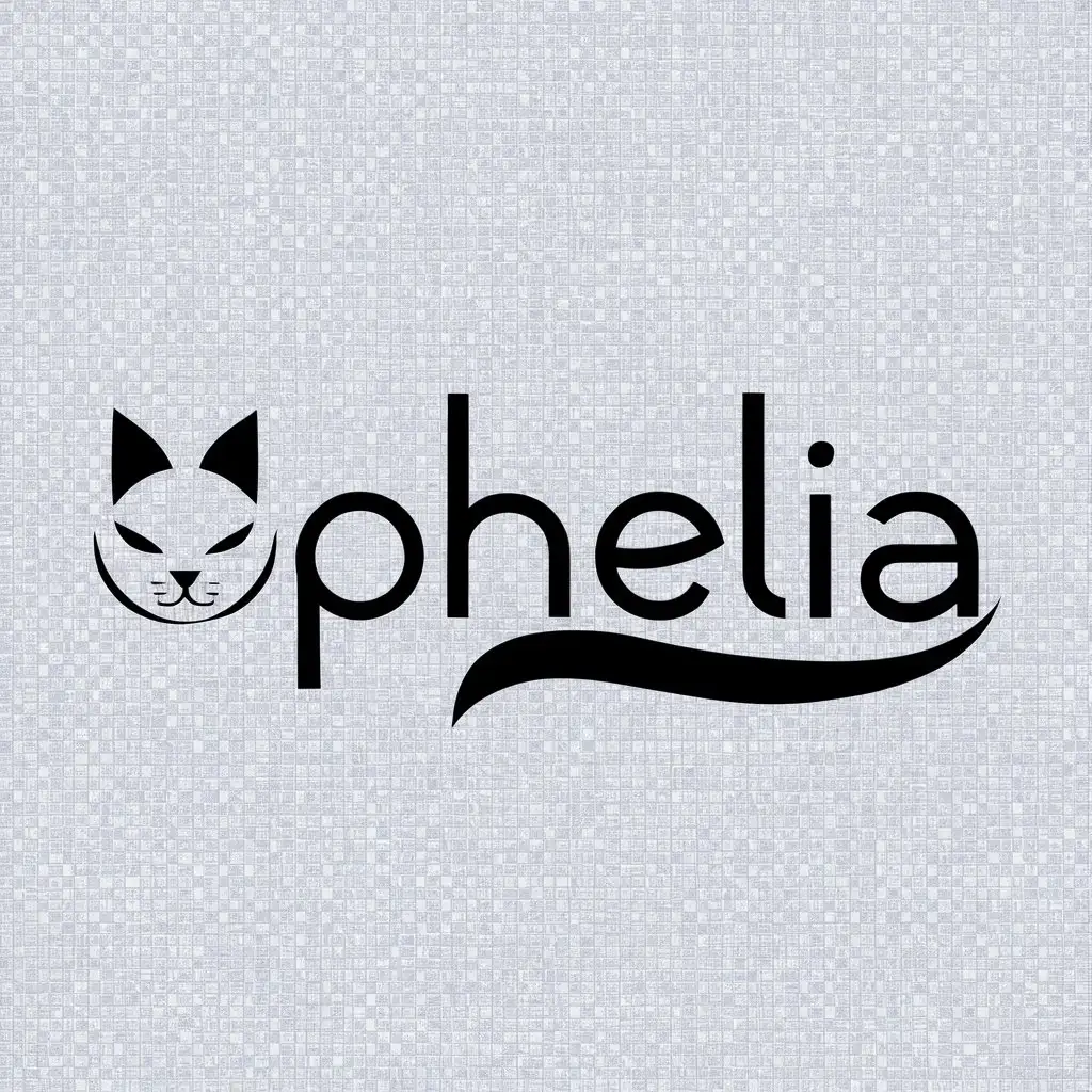 a logo design,with the text "ophelia", main symbol:cat,Minimalistic,be used in nail art industry,clear background