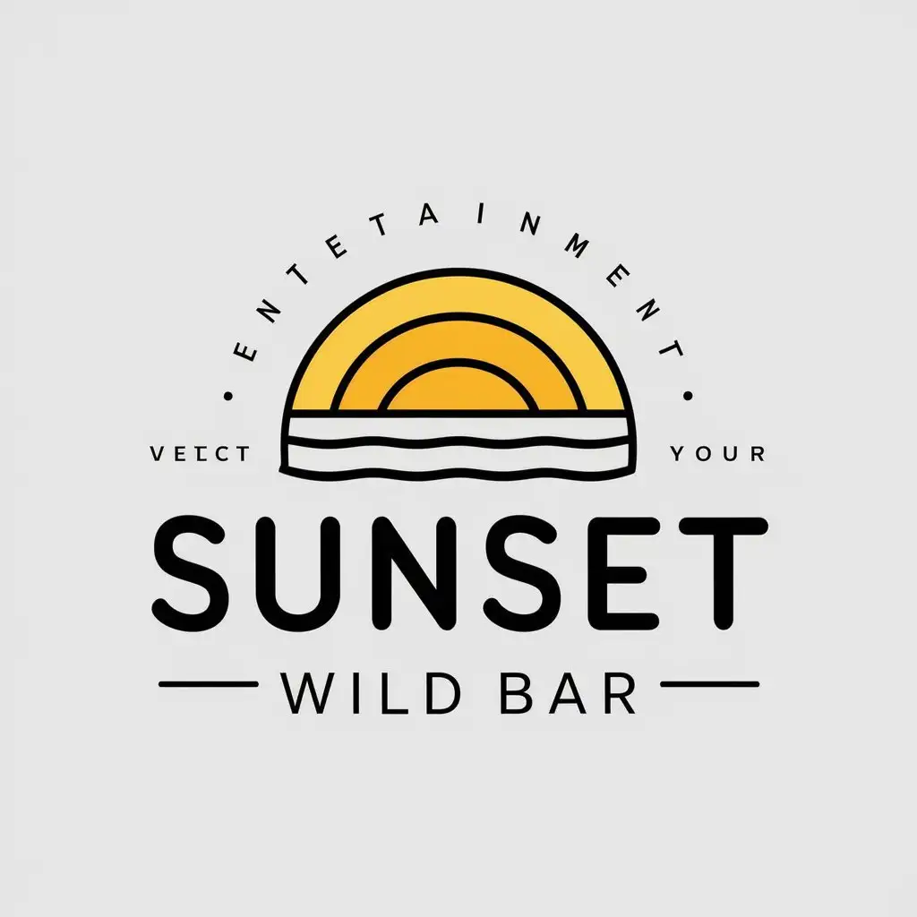 a vector logo design,with the text "Sunset Wild Bar", main symbol:Sunset,Minimalistic,be used in Entertainment industry,clear background