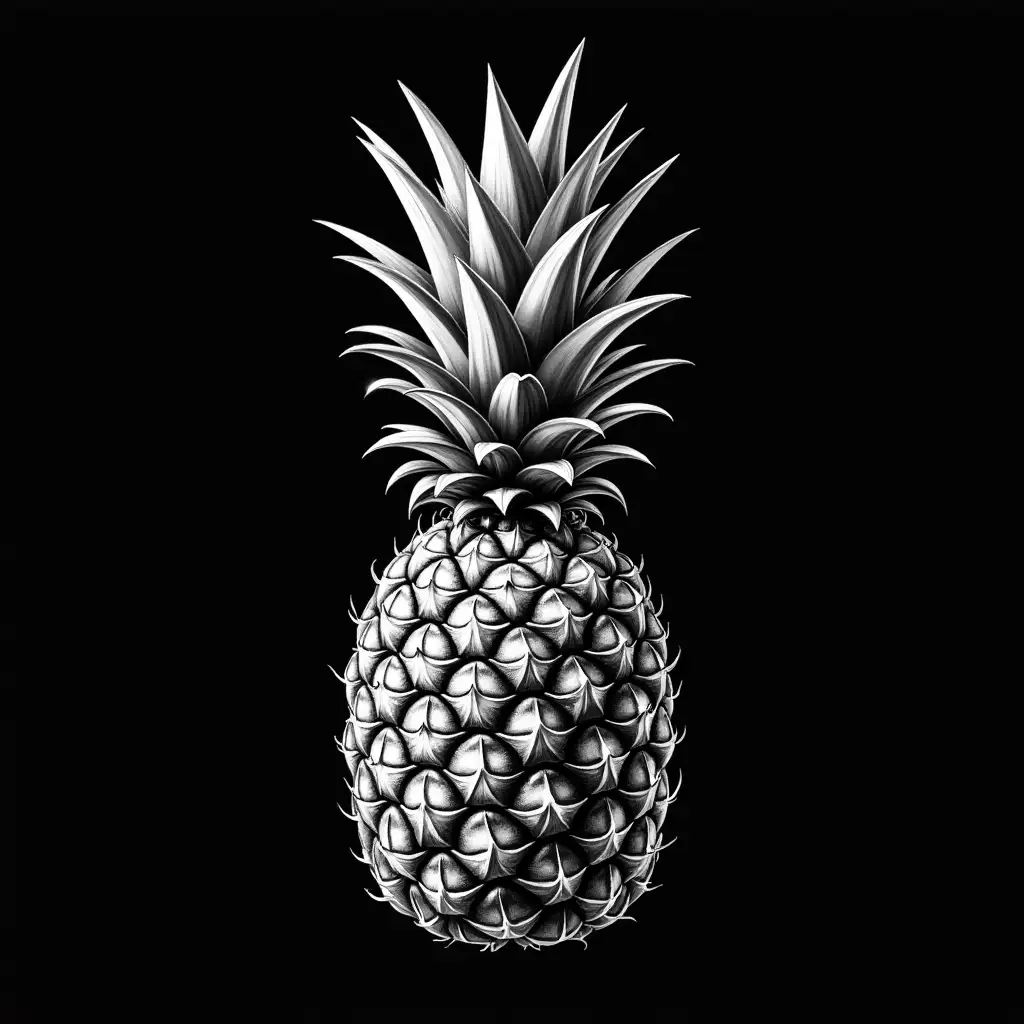Dramatic-BlackandWhite-Illustration-of-a-Pineapple