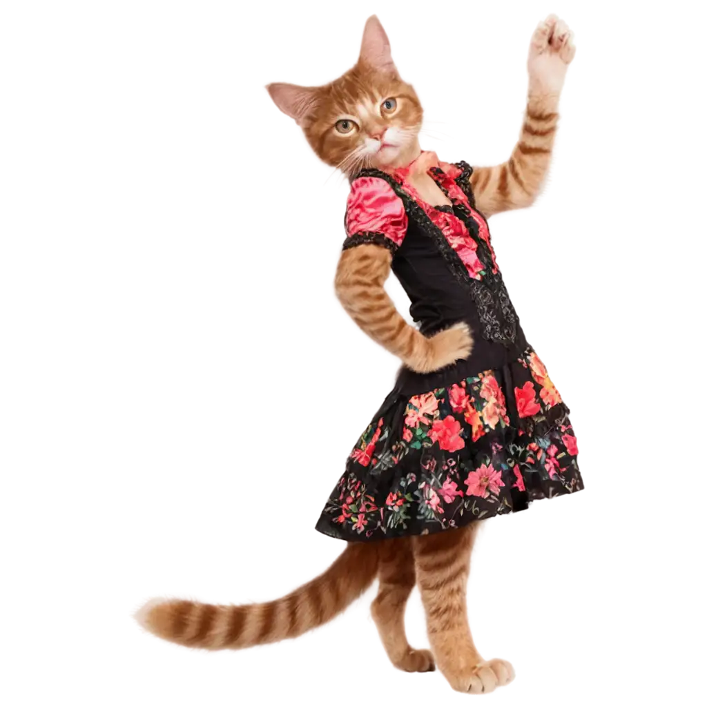 Cute-Calico-Cat-DPNG-Cat-Image-Usageressed-as-a-Flamenco-Dancer-PNG-Image-with-Transparent-Background