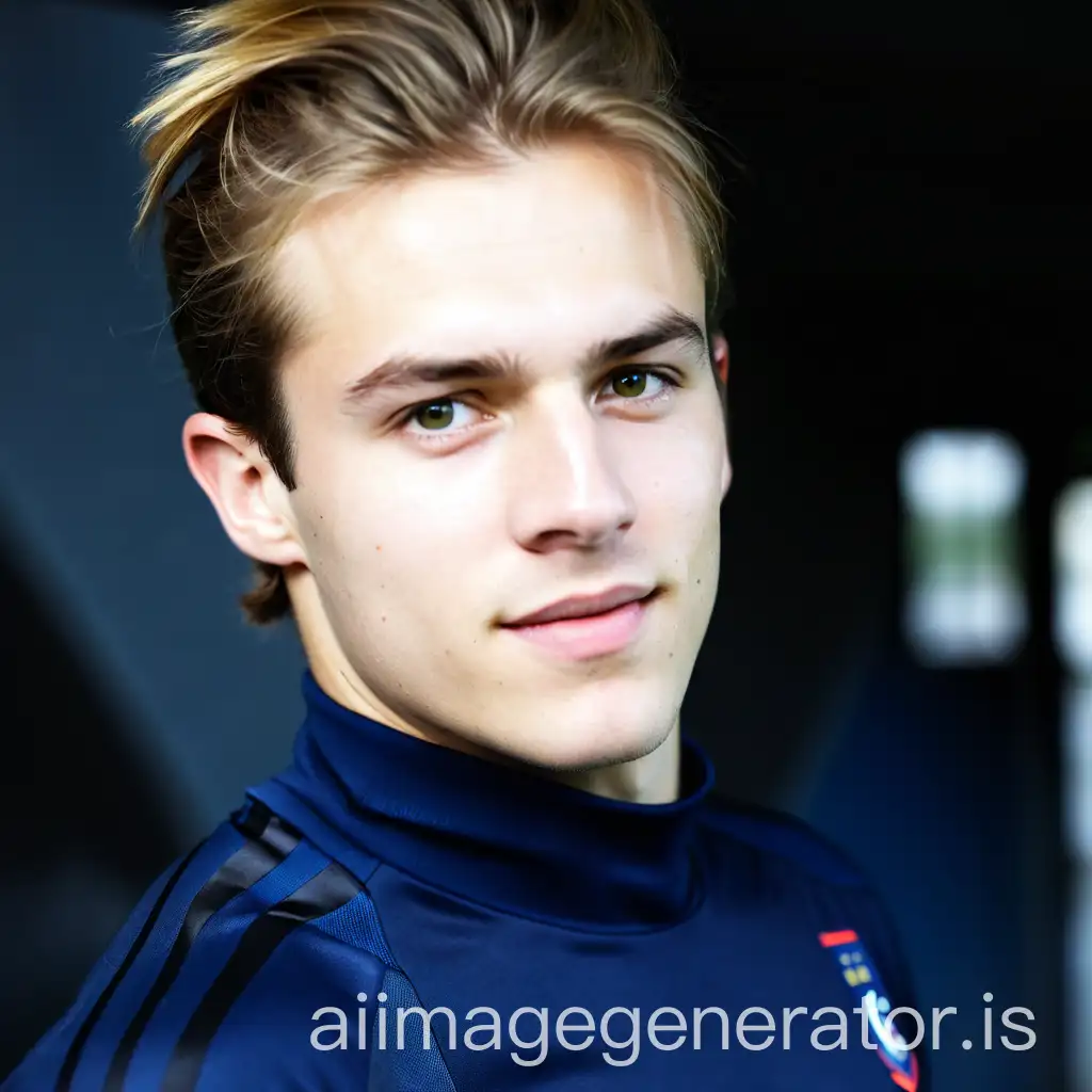 Closeup-of-18YearOld-French-Soccer-Player-with-Blonde-Hair-and-Neutral-Gaze