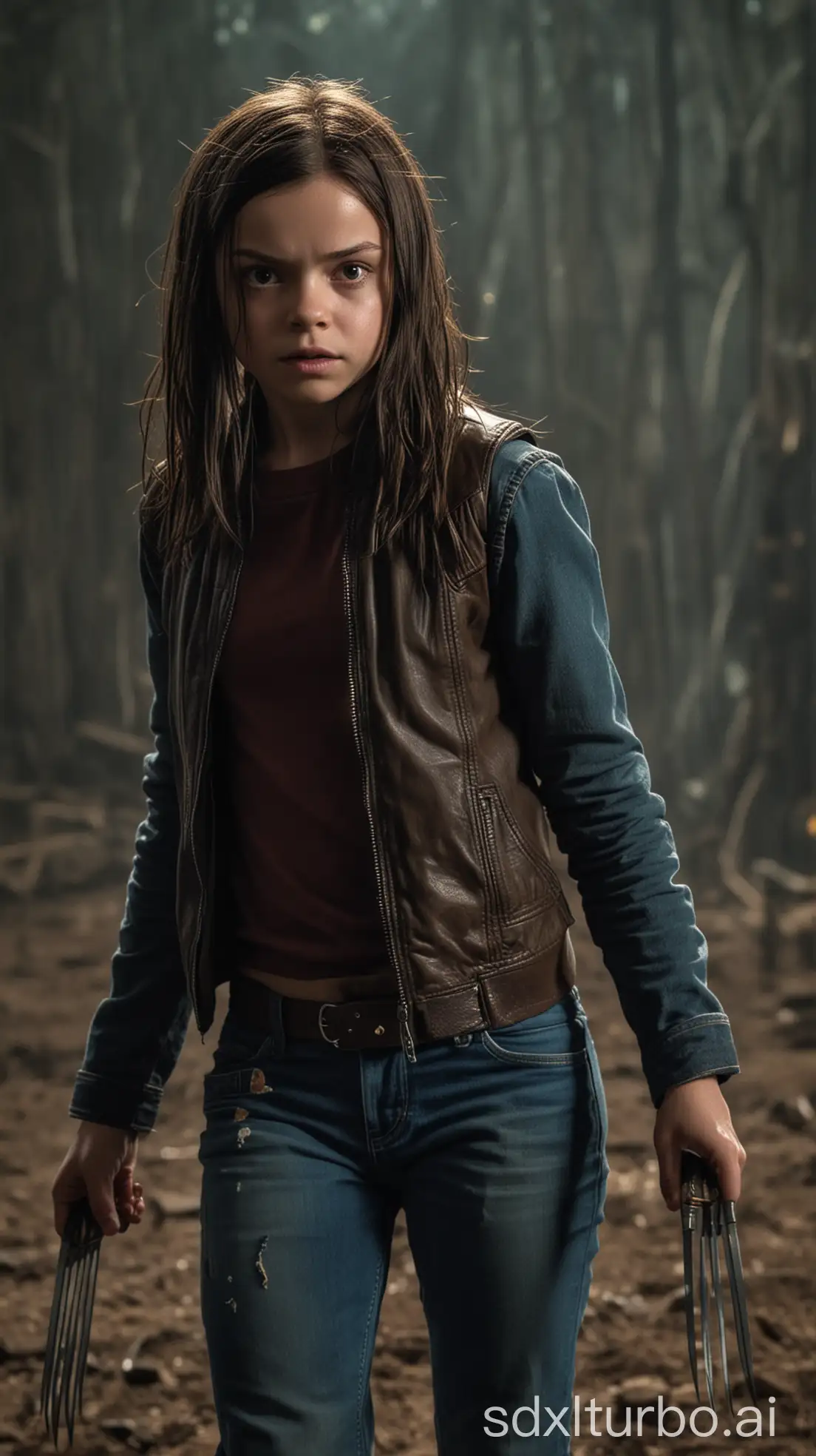 Adult dafne keen as Wolverine , nighttlight destruction