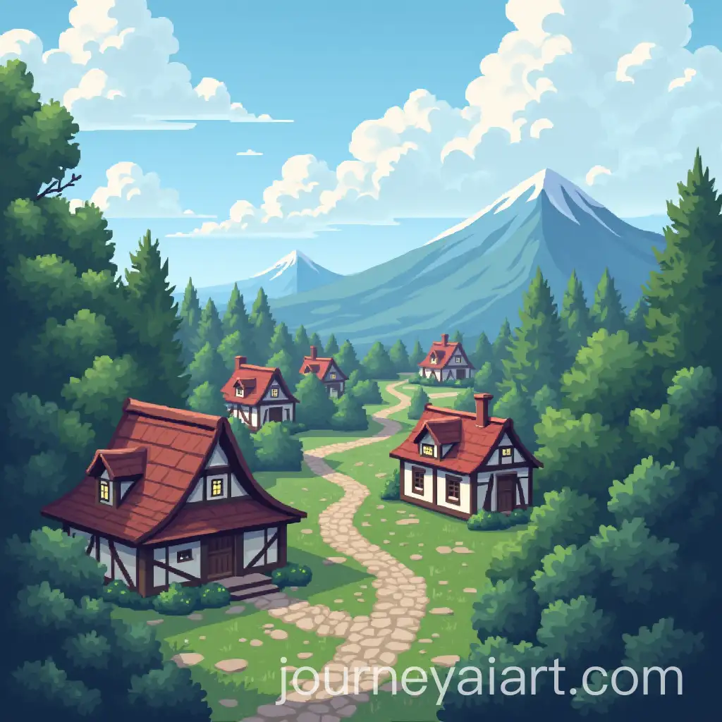 Pixel-Art-Village-Background-with-Detailed-Architecture