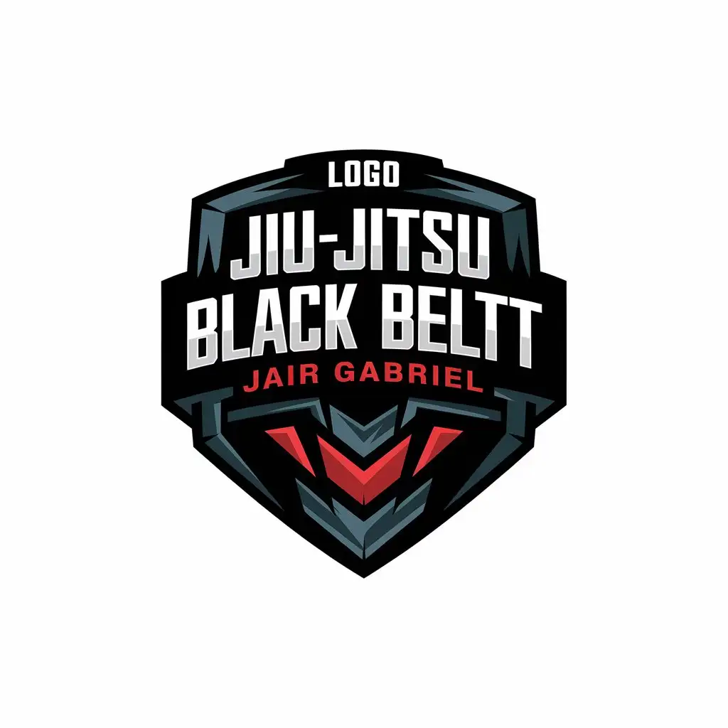 LOGO Design for JiuJitsu Black Belt Red Black Shield with Jair Gabriel 3D