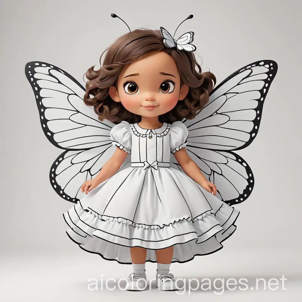 ButterflyThemed-Dress-Coloring-Page-with-Simple-Line-Art