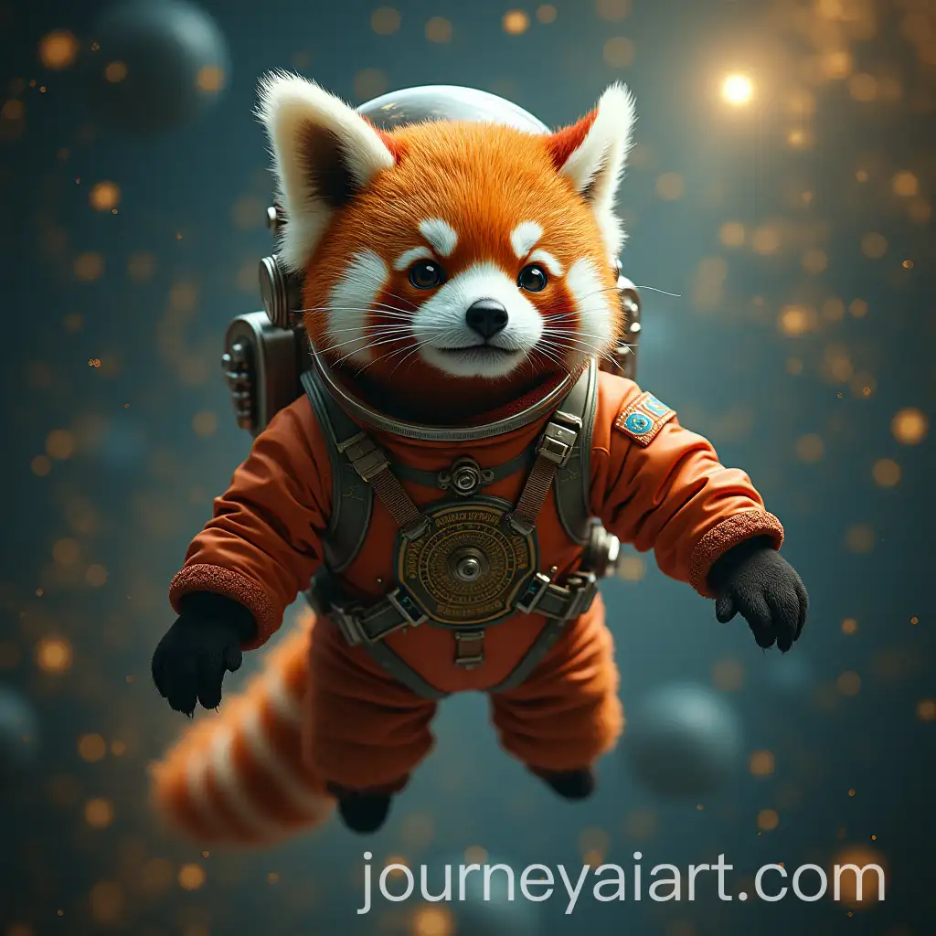 Courageous-Female-Red-Panda-inAI-Image-Prompt-Expansion-Vintage-Fantasy-Astronaut-Suit-Floating-Through-Magical-Cosmic-Realm
