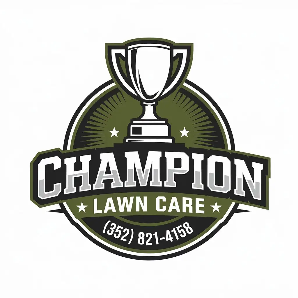 LOGO Design for Champion Lawn Care Trophy Symbol with Clear Background and Modern Style